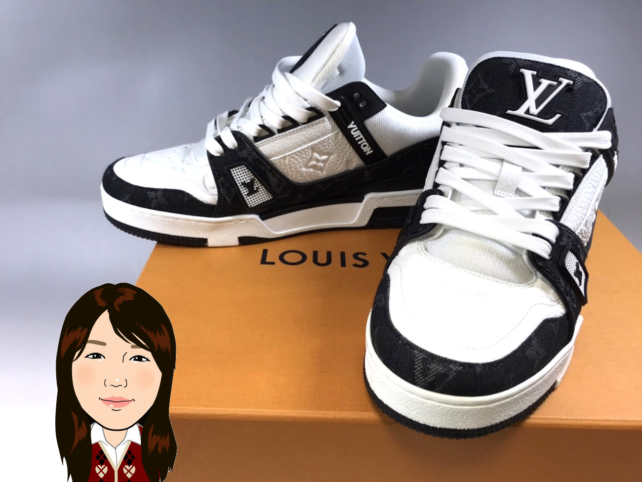 LOUIS VUITTON 【ルイヴィトン】モノグラム デニム 革 スニーカー 靴 画像1