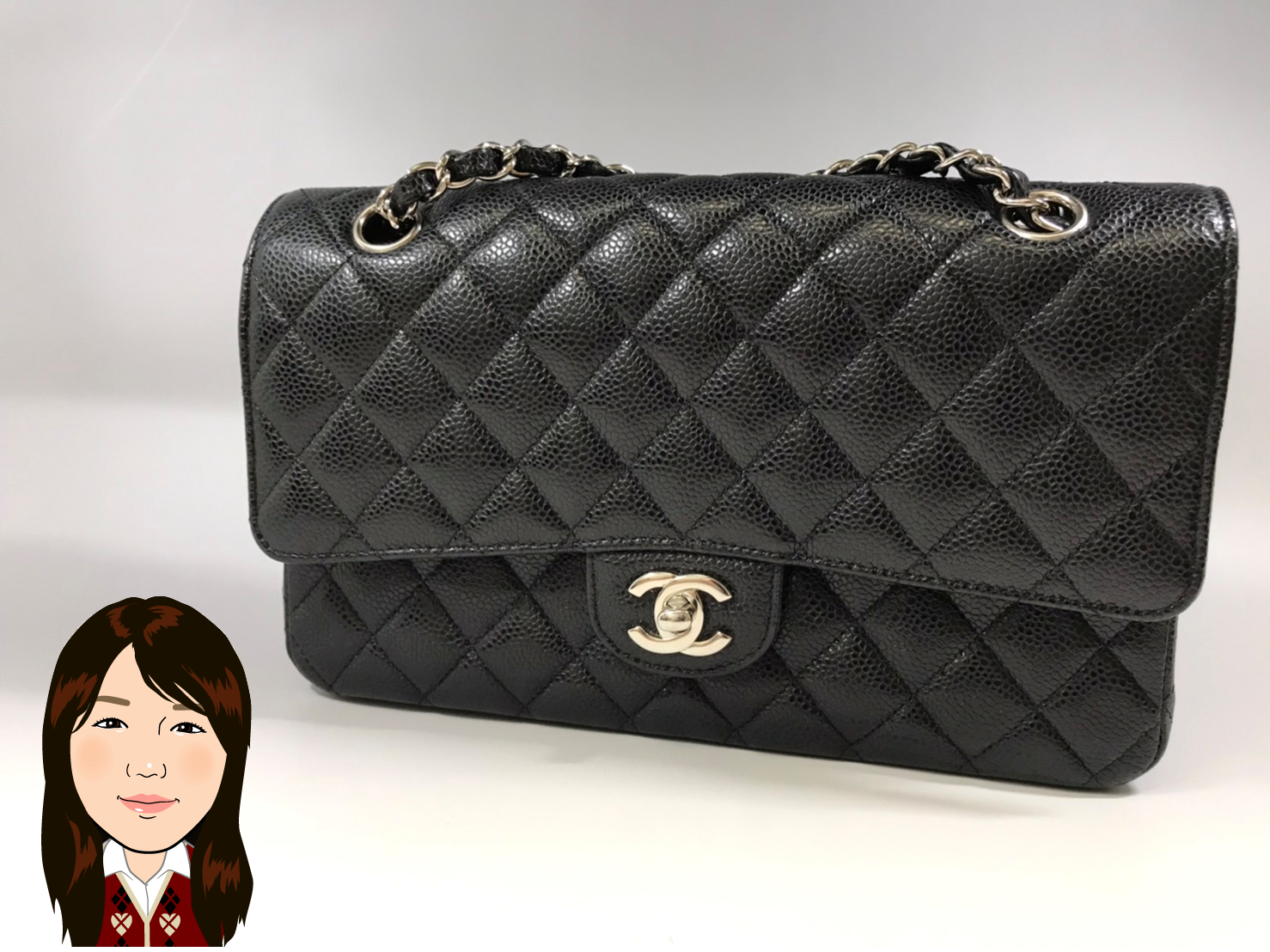 CHANEL 【シャネル】 キャビアスキン マトラッセ チェーンショルダーバッグ 画像1