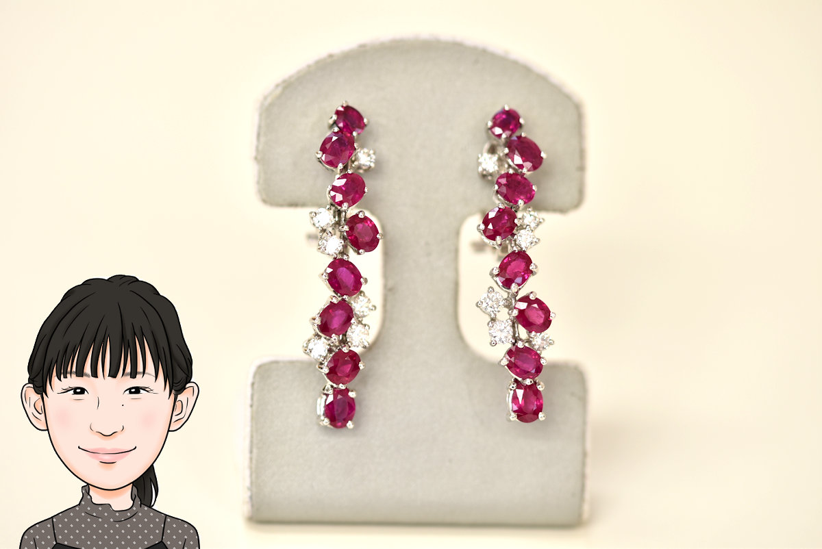 K18 【18金】 ルビー ダイヤモンド イヤリング 画像1