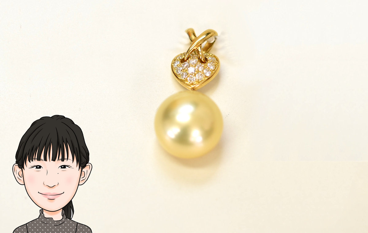 K18 【18金】 ゴールデンパール ダイヤモンド ペンダントトップ 画像1