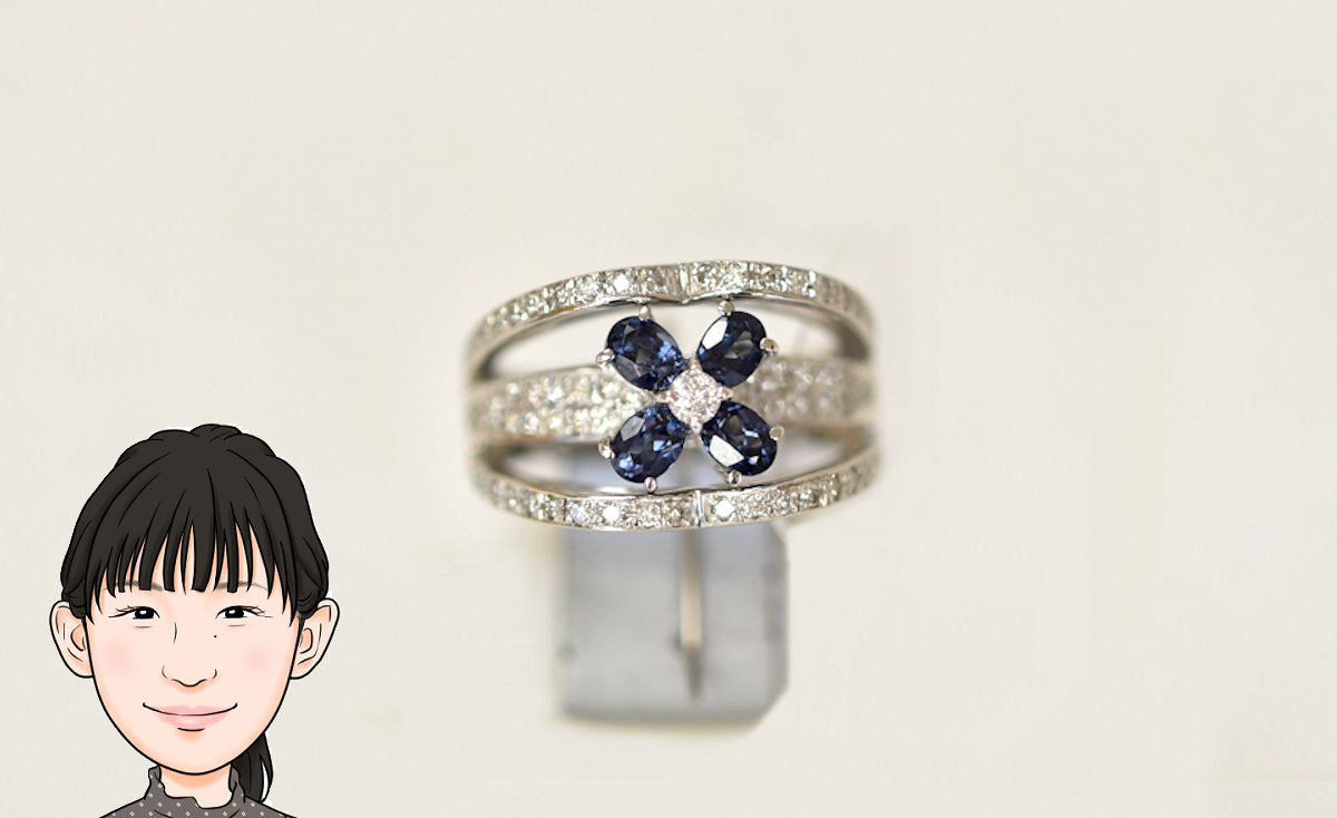 K14WG 【14金ホワイトゴールド】 チェンジカラーガーネット ダイヤモンド 指輪 画像1