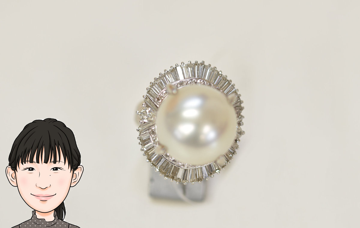 Pt900 【プラチナ】 パール ダイヤモンド 指輪 画像1