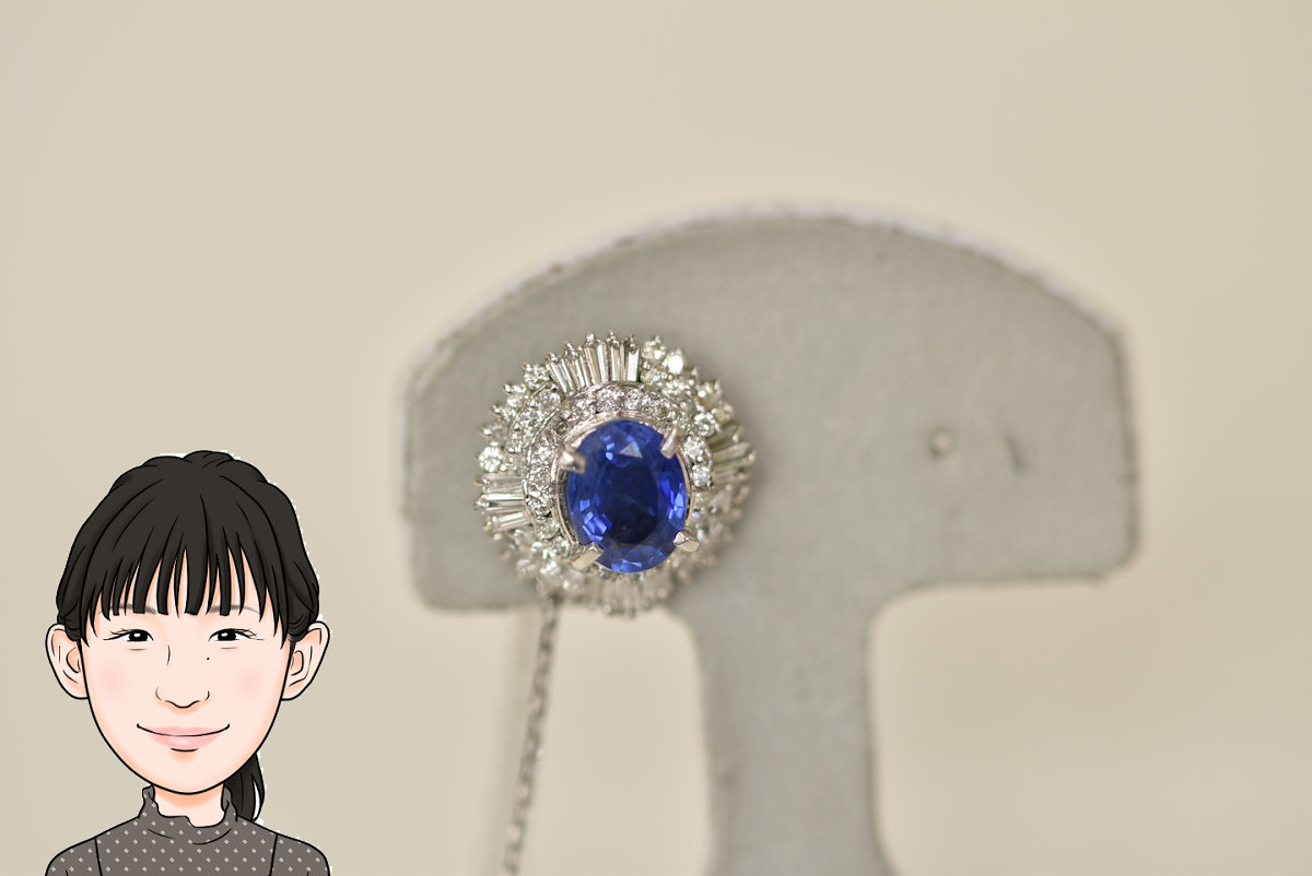 Pt900 【プラチナ】 サファイア ダイヤモンド タイピン 画像1
