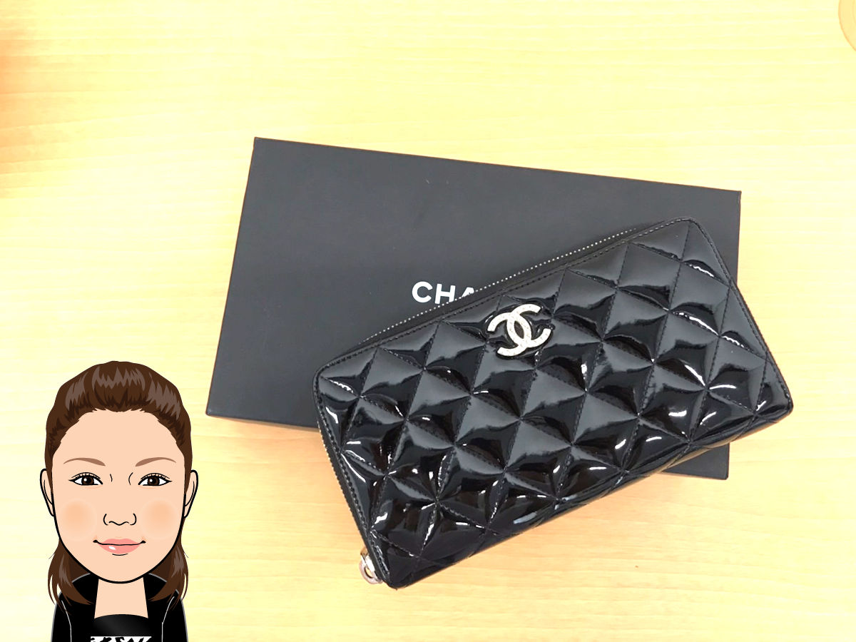 CHANEL 【シャネル】 パテント マトラッセ ラウンドファスナー長財布 画像1