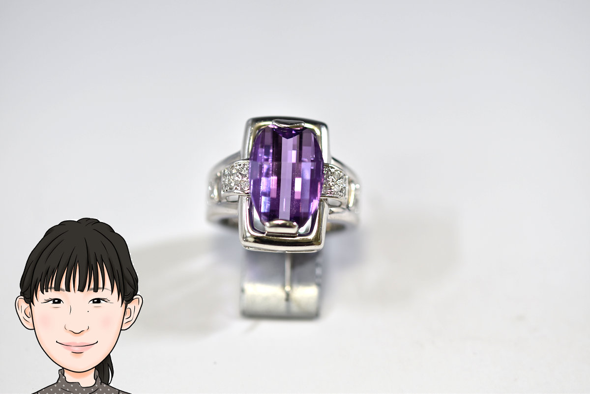 Pt900 【プラチナ】 アメジスト ダイヤモンド 指輪 画像1