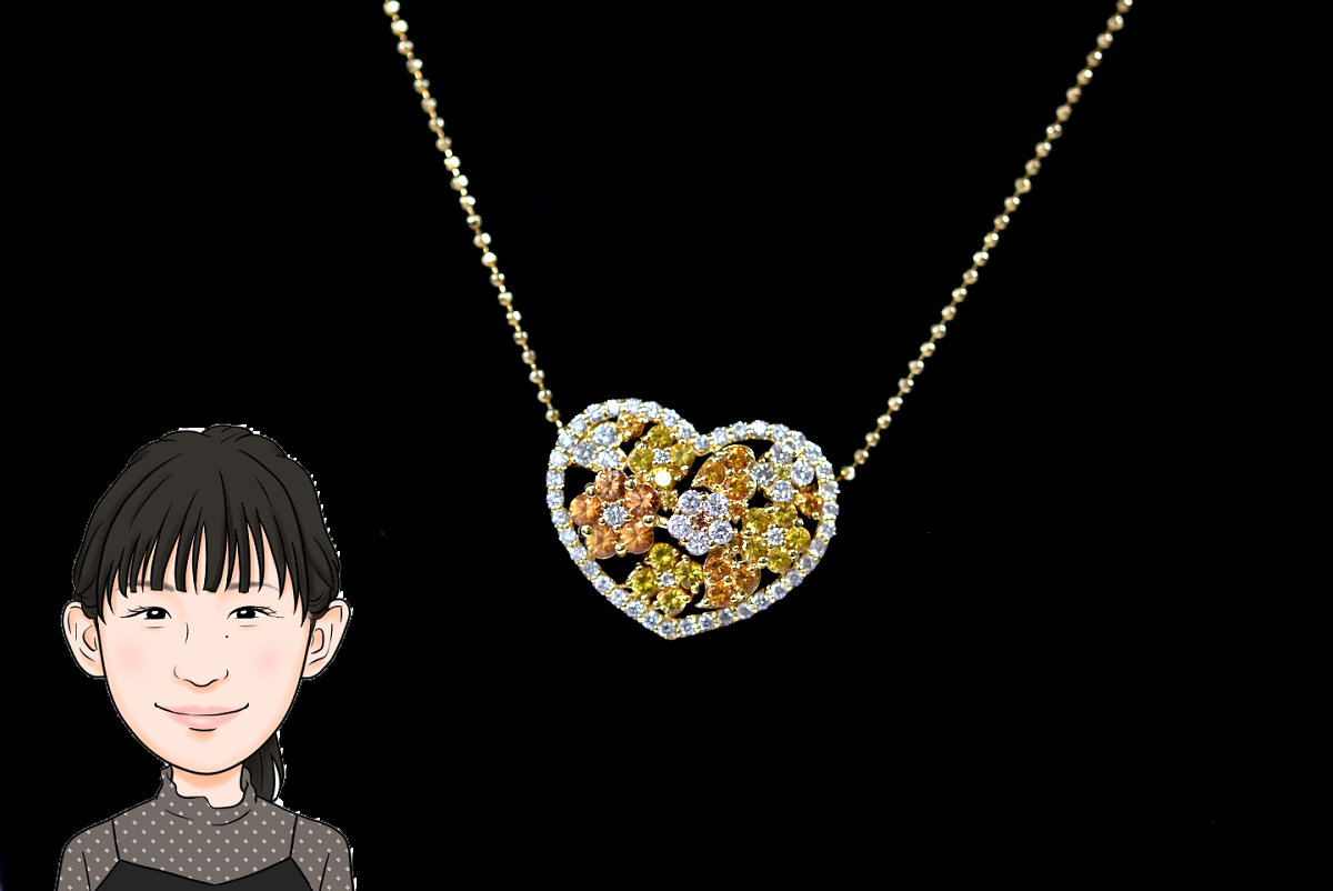K18 【18金】 イエローサファイア ダイヤモンド ネックレス 画像1