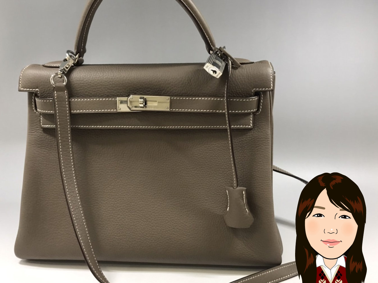 HERMES 【エルメス】ケリー28 エトゥープ 内縫い 画像1