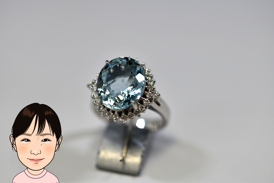 Pt900 【プラチナ】 アクアマリン ダイヤモンド 指輪 画像1