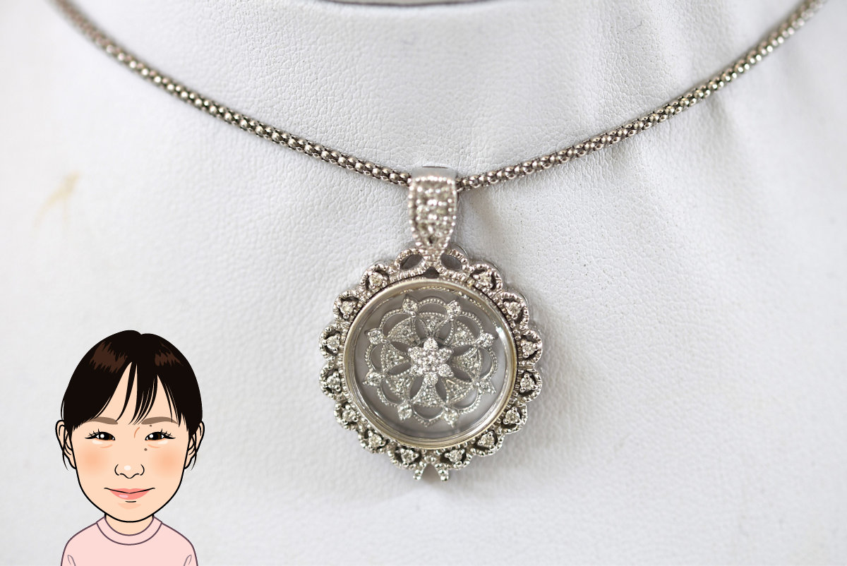 Pt850/K18WG プラチナ/ホワイトゴールド ダイヤモンド ネックレス 画像1