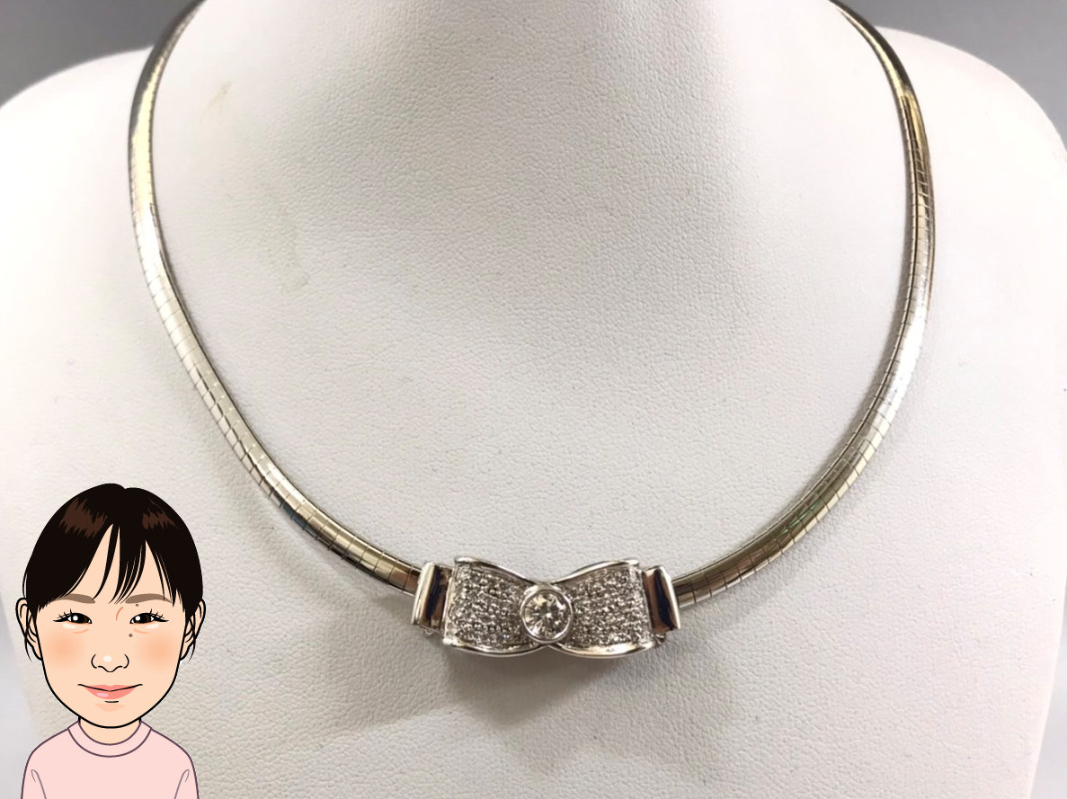 Pt900/K18WG プラチナ/ホワイトゴールド ダイヤモンド ネックレス 画像1