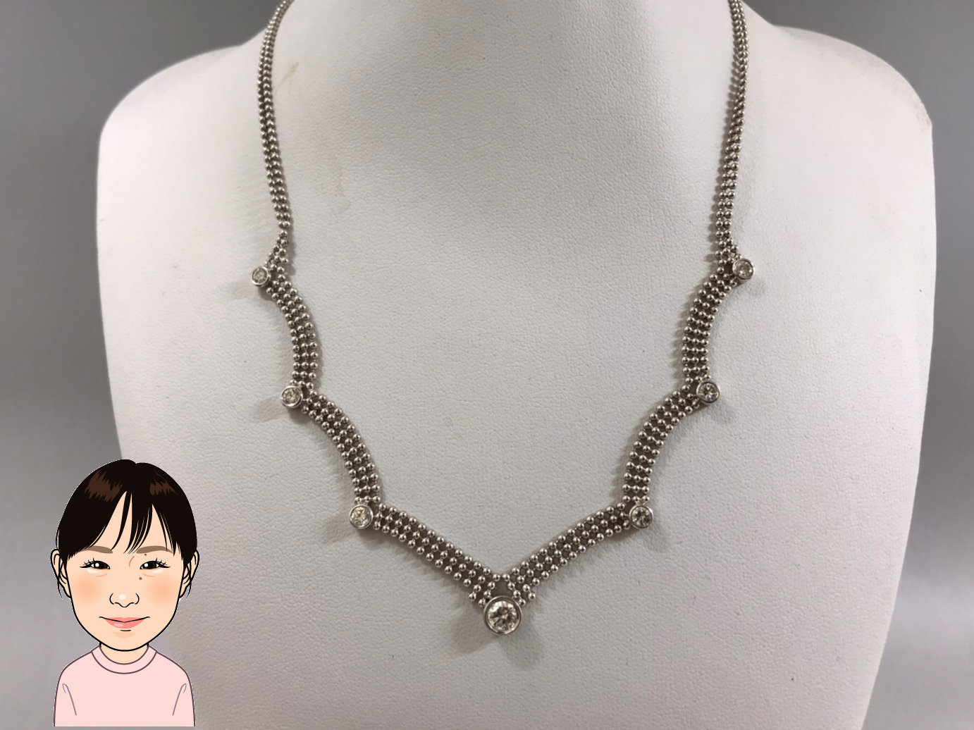 Pt850 プラチナ ダイヤモンド ネックレス 画像1