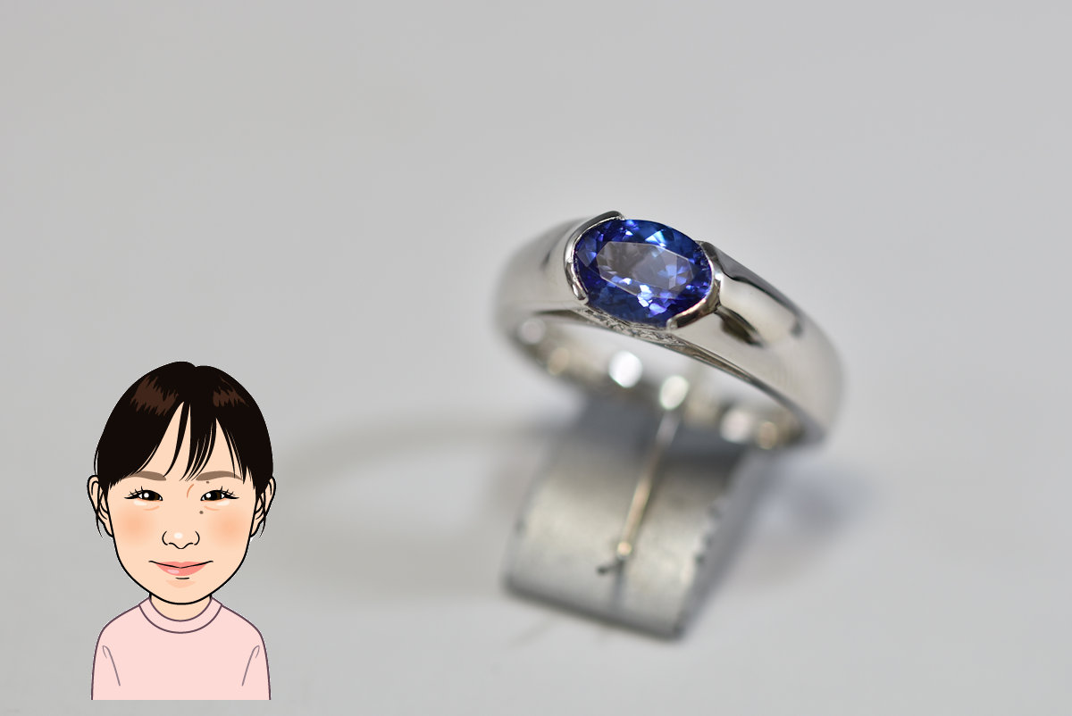 Pt900 プラチナ タンザナイト 指輪 画像1
