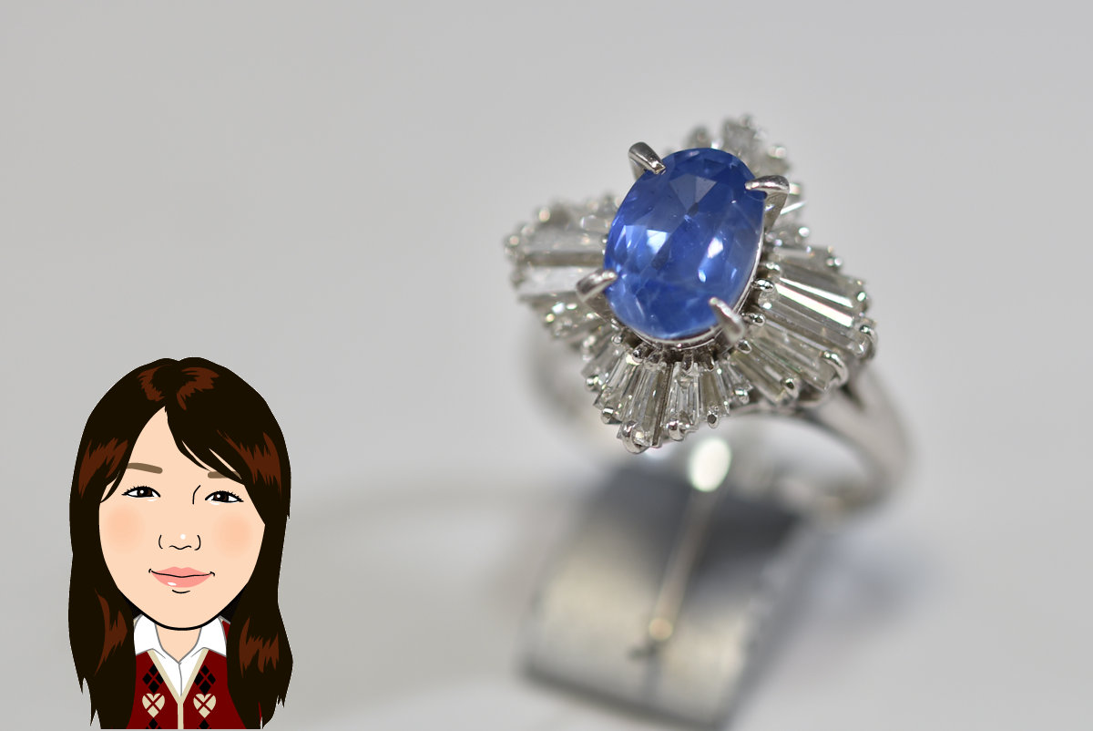 Pt950 プラチナ サファイア ダイヤモンド 指輪 画像1