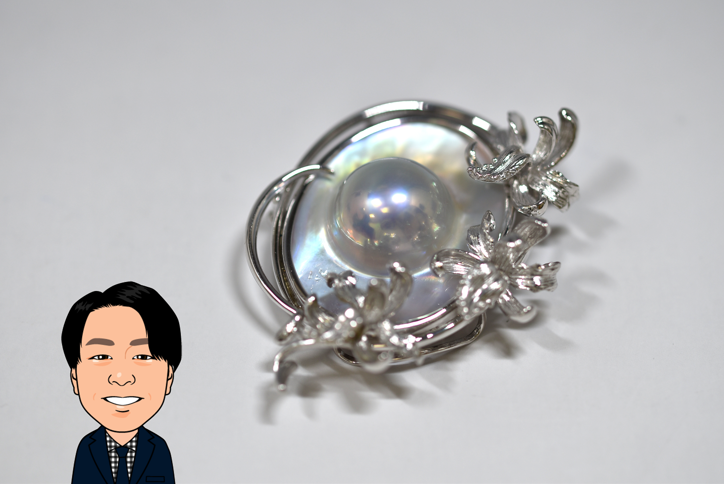 TASAKI 【タサキ】 K18WG マベパール ブローチ 画像1