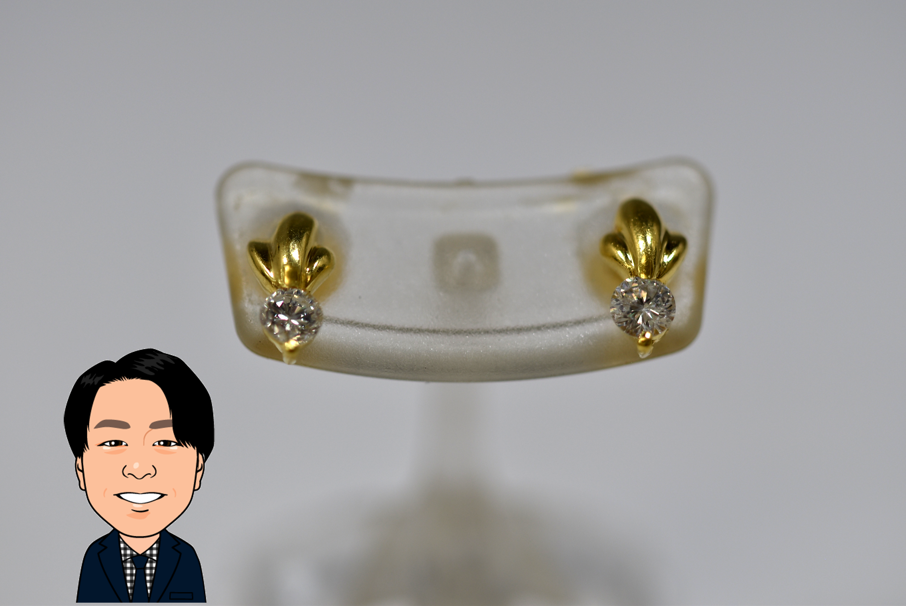 K18 18金 ダイヤモンド付きピアス 画像1